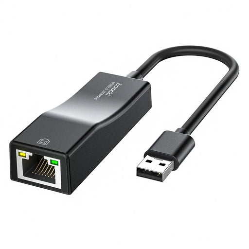 TOOCKI Type-C USB 2.0 Ethernet Adapter 100Mbps Driver Free LED Ethernet Converter for Laptop Switch - Black  / USB - 1