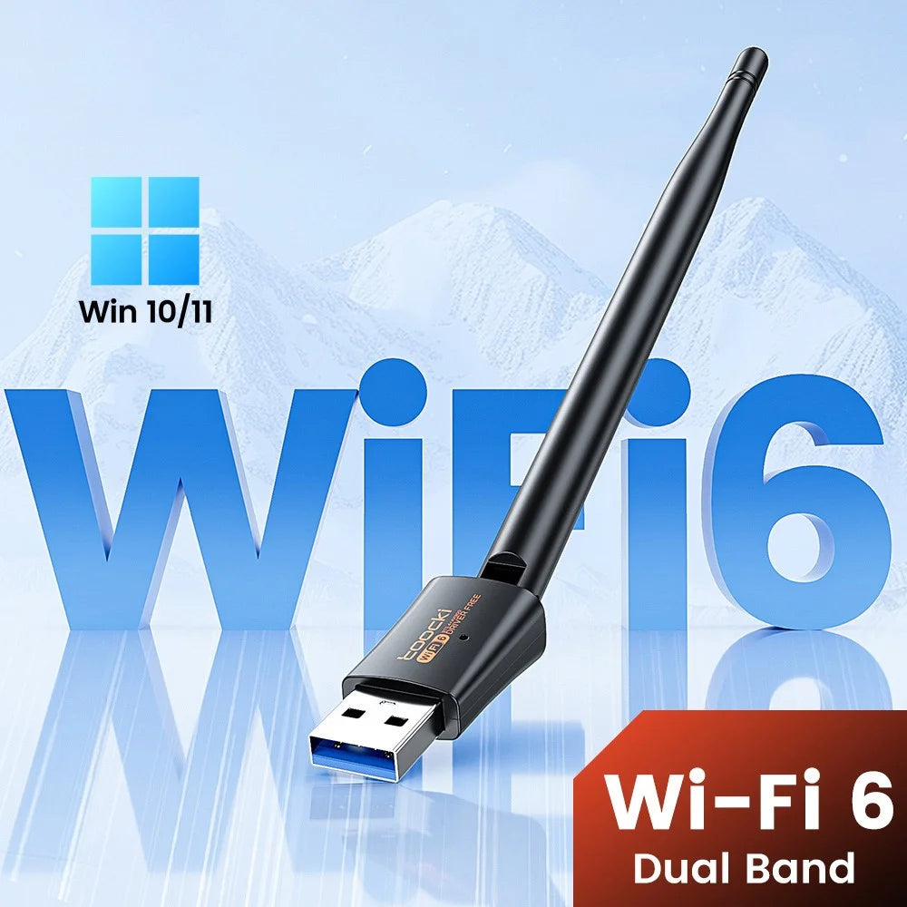 TOOCKI TB07 900Mbps USB WiFi 6 Adapter Bluetooth-compatible 5.4 Driver-Free Wireless Network Card with High Gain Antena - 3