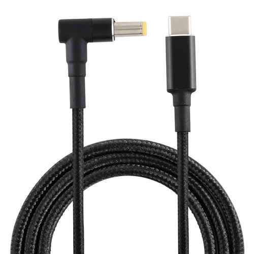 PD 100W 5.5 x 2.5mm Elbow Male to Type-C Male Nylon Braided Power Cable 1.8m - 1