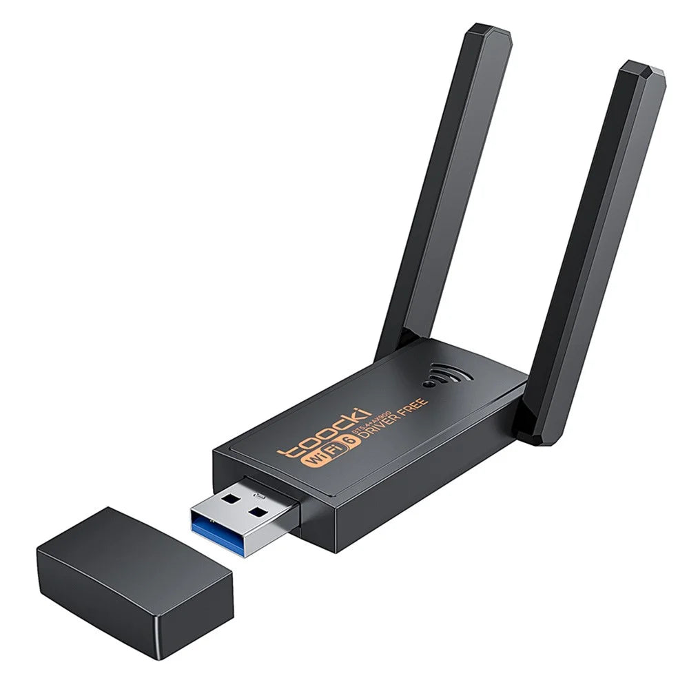 TOOCKI TB07A USB WiFi 6 Adapter 900Mbps Dual Band Bluetooth-compatible 5.4 Wireless Network Card with High Gain Antena - 1