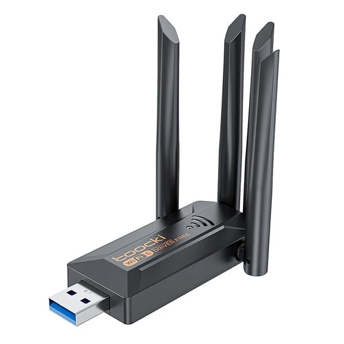 TOOCKI TB07B USB WiFi Dongle 900Mbps Dual Band WiFi 6 Bluetooth-compatible 5.4 Driver-Free Network Adapter - Black - 1