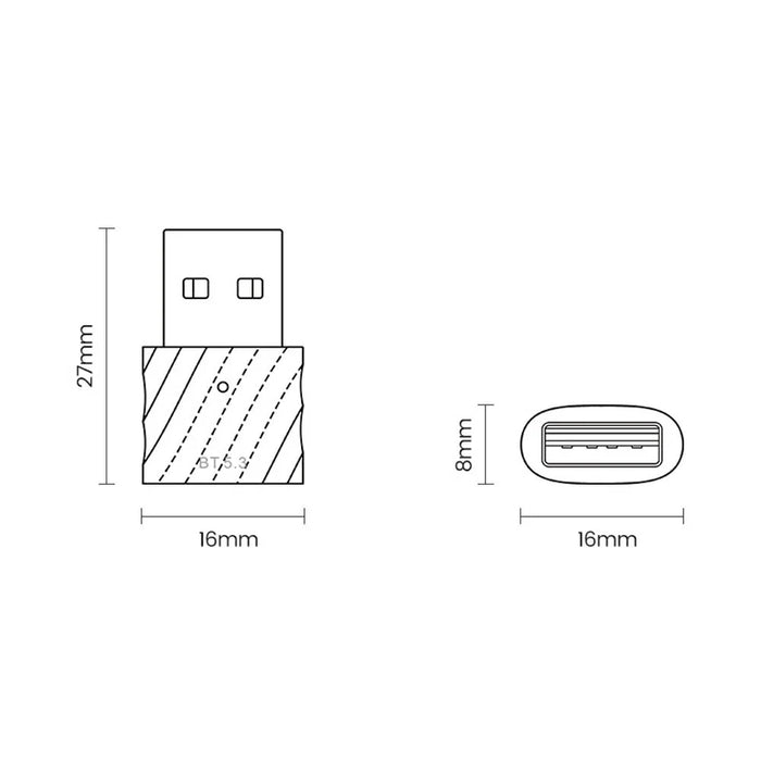 TOOCKI TQ-BT03A USB Bluetooth-compatible 5.3 Adapter 20M Range 7 Devices Connect Wireless Adapter for PC Laptop - 7