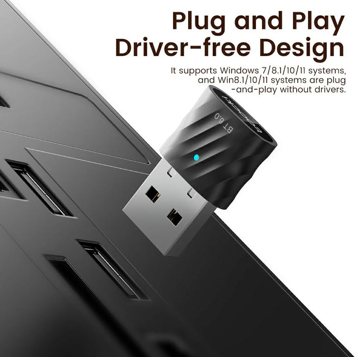 TOOCKI TQ-BT03A USB Bluetooth-compatible 6.0 Adapter 20M Range 7 Devices Wireless Adapter for Desktop PC Laptop - 2