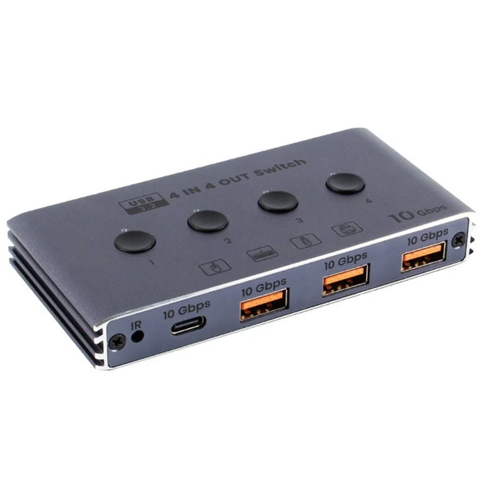 U4 USB 3.2 Gen1 4 Input 4 Output Switch Selector 10Gbps 4 Computers Share 4 USB Switcher Devices with Remote Control - EU Plug - 1