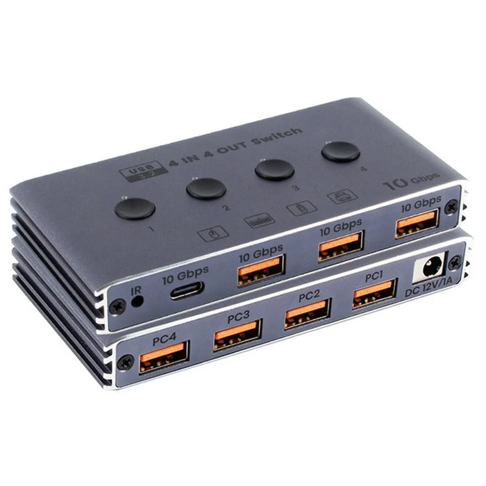 U4 USB 3.2 Gen1 4 Input 4 Output Switch Selector 10Gbps 4 Computers Share 4 USB Switcher Devices with Remote Control - EU Plug - 2