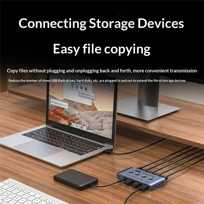 U4 USB 3.2 Gen1 4 Input 4 Output Switch Selector 10Gbps 4 Computers Share 4 USB Switcher Devices with Remote Control - EU Plug - 5