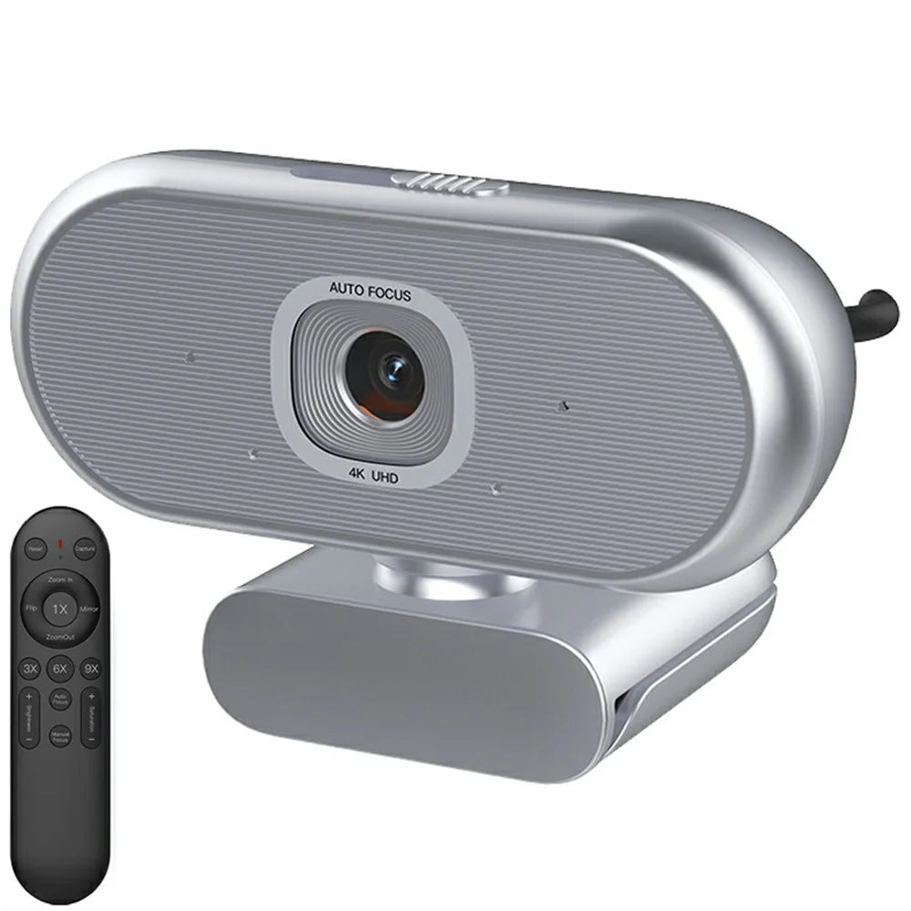 L60 4K USB Webcam Driver Free Auto Focus Camera with Remote Control High Definition Cam for Meeting Streaming - Silver - 1