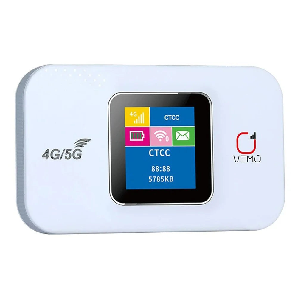 VEMO E5783-Plus Portable 4G WiFi Router LCD Display 3000mAh SIM Card Wireless Router Hotspot - White - 1