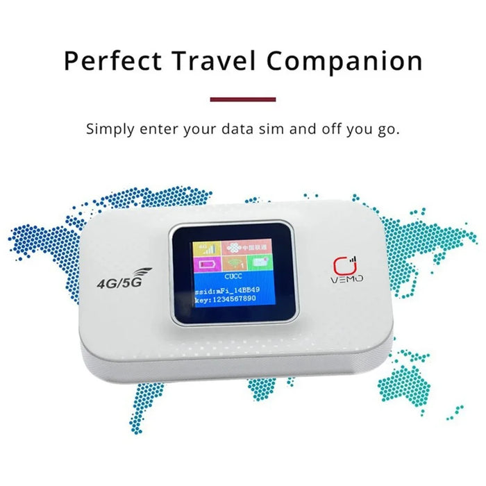 VEMO E5783-Plus Portable 4G WiFi Router LCD Display 3000mAh SIM Card Wireless Router Hotspot - White - 7