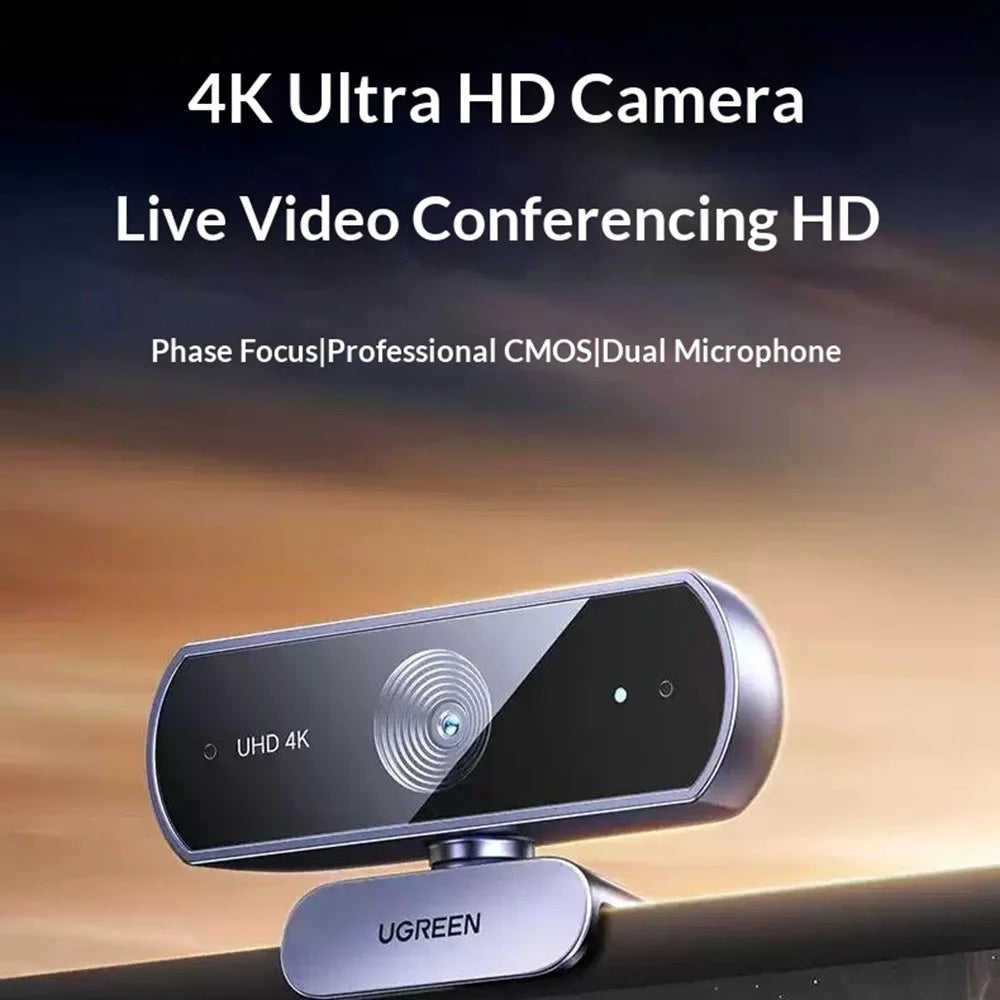 UGREEN CM831-65381 USB 2.0 4K HD Webcam 8MP Dual Microphone Auto Focus Camera for Video Conference Online Class - 3