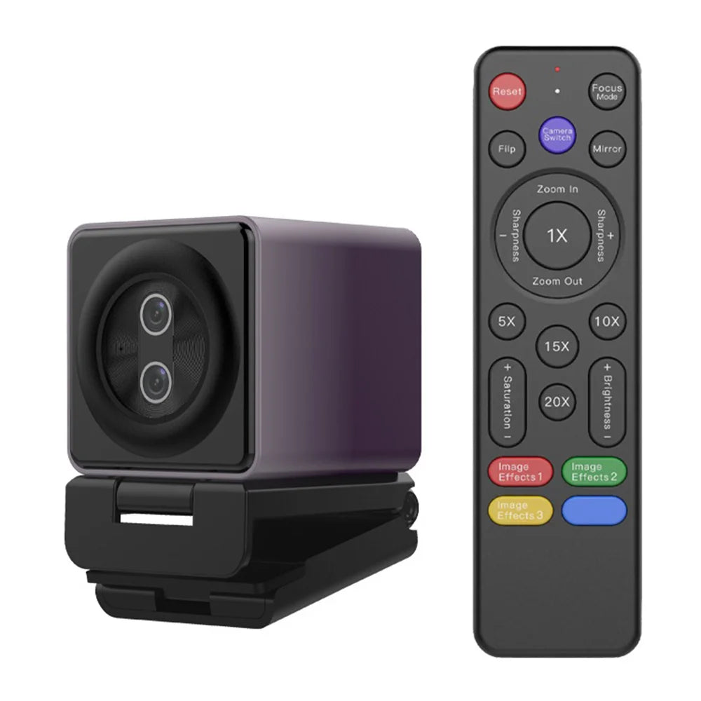 L43B Dual Lens 4K Ultra HD USB Webcam Auto Focus Computer Camera with Microphone and Remote Control - Black - 1