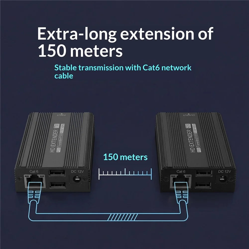 ET1815 150m Ethernet Cable KVM HD Extender for Remote Control (1 Transmitter+1 Receiver) - EU Plug - 6