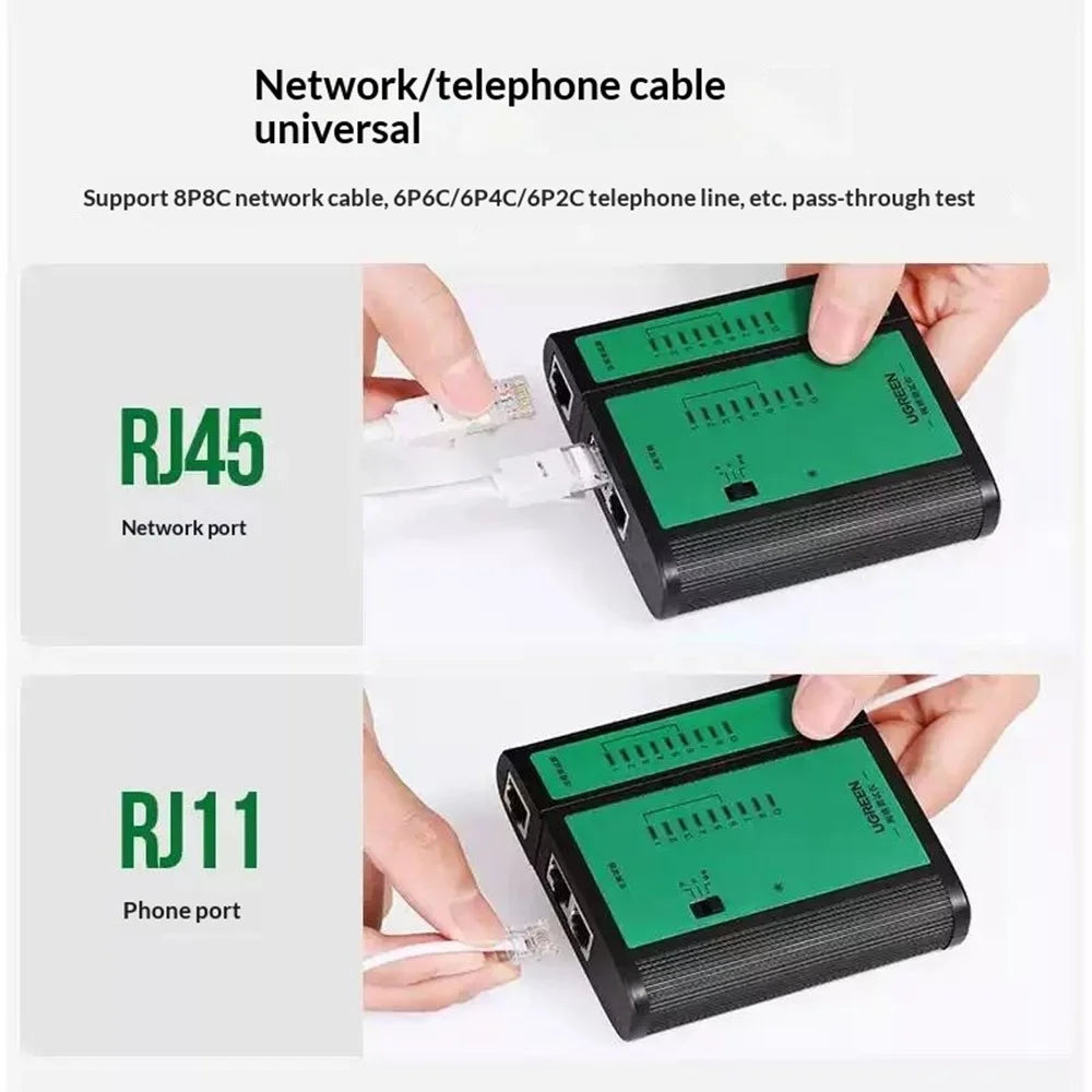 UGREEN NW167 10950 2-in-1 Network & Telephone Wire Cable Tester Tool with RJ45  /  RJ11 Interface Line Detector Tracker Tool - 7