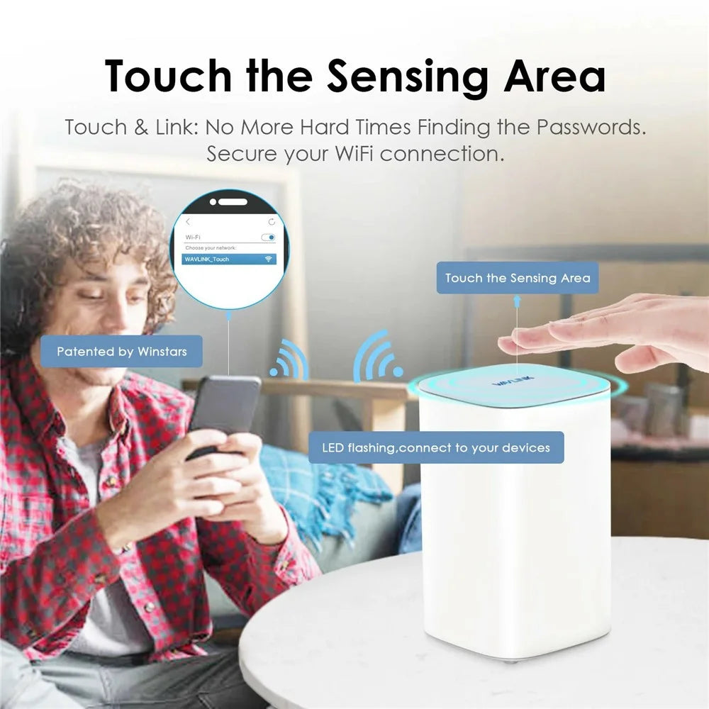 WAVLINK WN551X3 3Pcs Whole Home Mesh WiFi System with Touchlink AX3000 Speed 256 Devices Antenna System - US Plug - 7