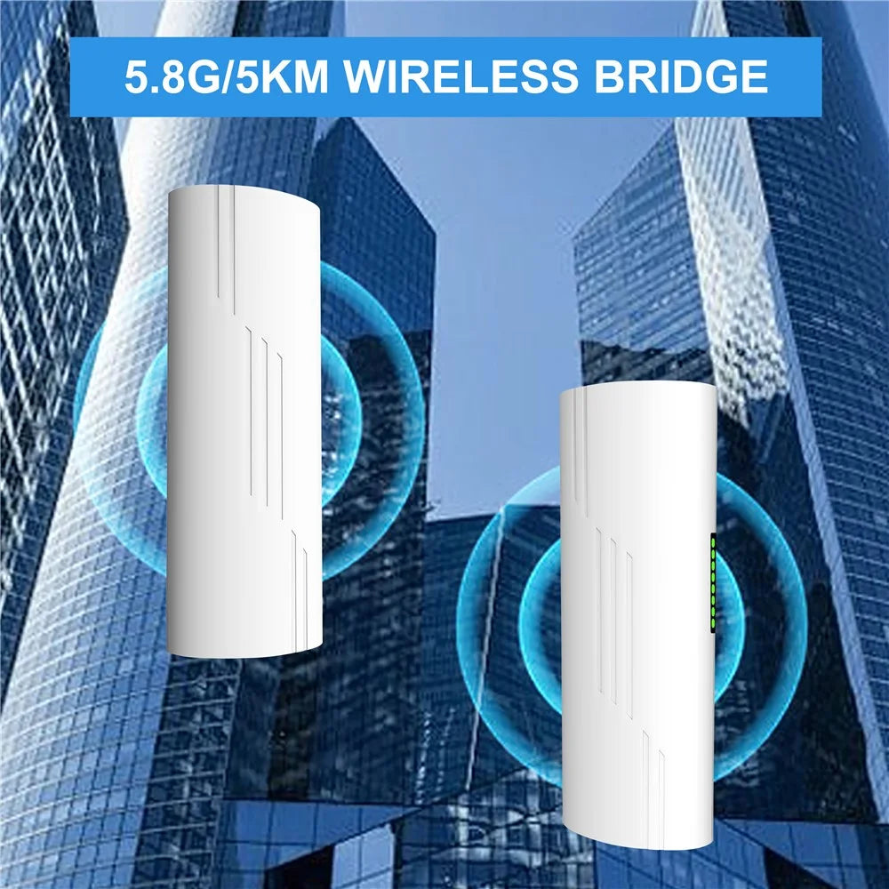 WB5830G 1 Pair 5.8G Wireless Bridge 5km Point to Point 300Mbps IP65 Waterproof Network Bridge for Outdoor Monitoring - US Plug - 3