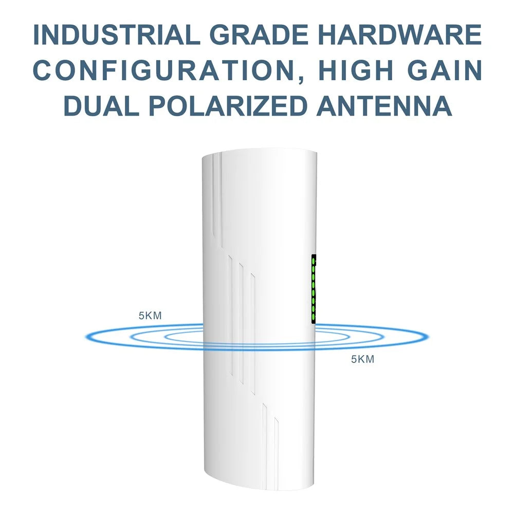WB5830G 1 Pair 5.8G Wireless Bridge 5km Point to Point 300Mbps IP65 Waterproof Network Bridge for Outdoor Monitoring - US Plug - 4