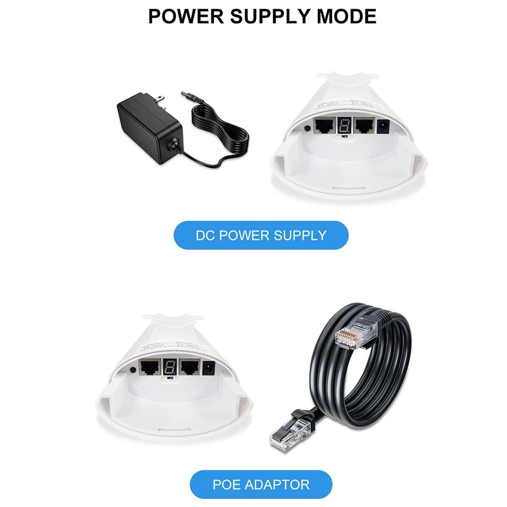 WB5830G 1 Pair 5.8G Wireless Bridge 5km Point to Point 300Mbps IP65 Waterproof Network Bridge for Outdoor Monitoring - US Plug - 7