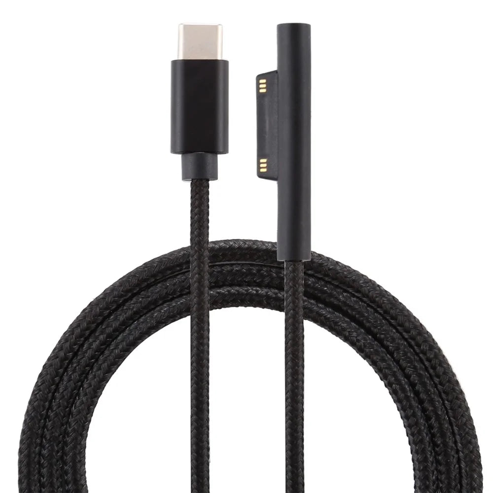 Type-C to 6Pin Nylon Notebook Power Adapter Cable 1.5m for Microsoft Surface Pro 3 / 4 / 5 / 6 - 1