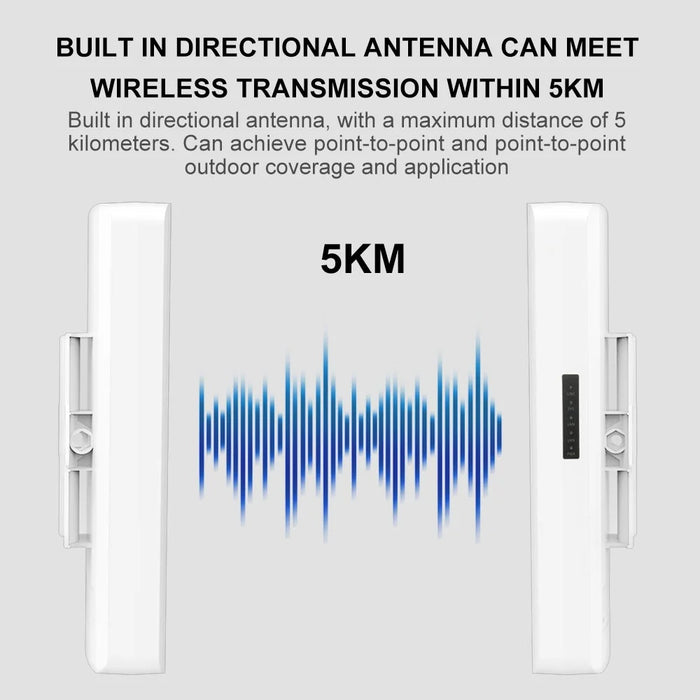 WB5893S 1 Pair 5.8G Wireless Bridge 5km Point to Point 900Mbps IP65 Waterproof Network Bridge for Outdoor Monitoring - US Plug - US Plug - 4