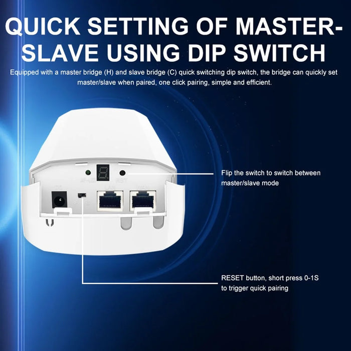 WB5893S 1 Pair 5.8G Wireless Bridge 5km Point to Point 900Mbps IP65 Waterproof Network Bridge for Outdoor Monitoring - US Plug - US Plug - 5