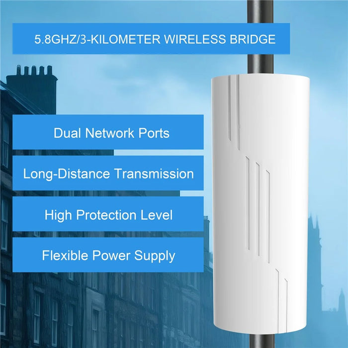 WB5890G 5.8G Outdoor Wireless Bridge CPE 3km Point to Point WiFi Bridge Kit for CCTV Camera Network - US Plug - 2
