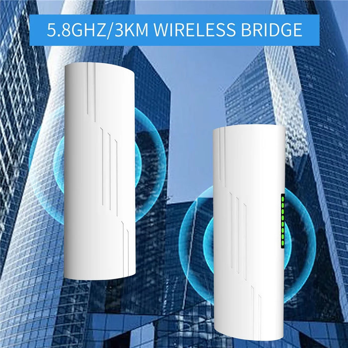 WB5890G 5.8G Outdoor Wireless Bridge CPE 3km Point to Point WiFi Bridge Kit for CCTV Camera Network - US Plug - 3
