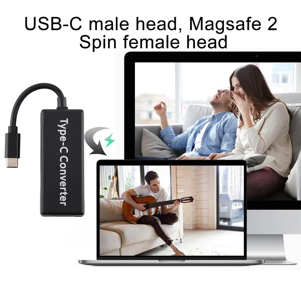 65W 5 Pin Magnetic Head to Type-C Male Head Converter for Apple Laptop All Models - Black - 5