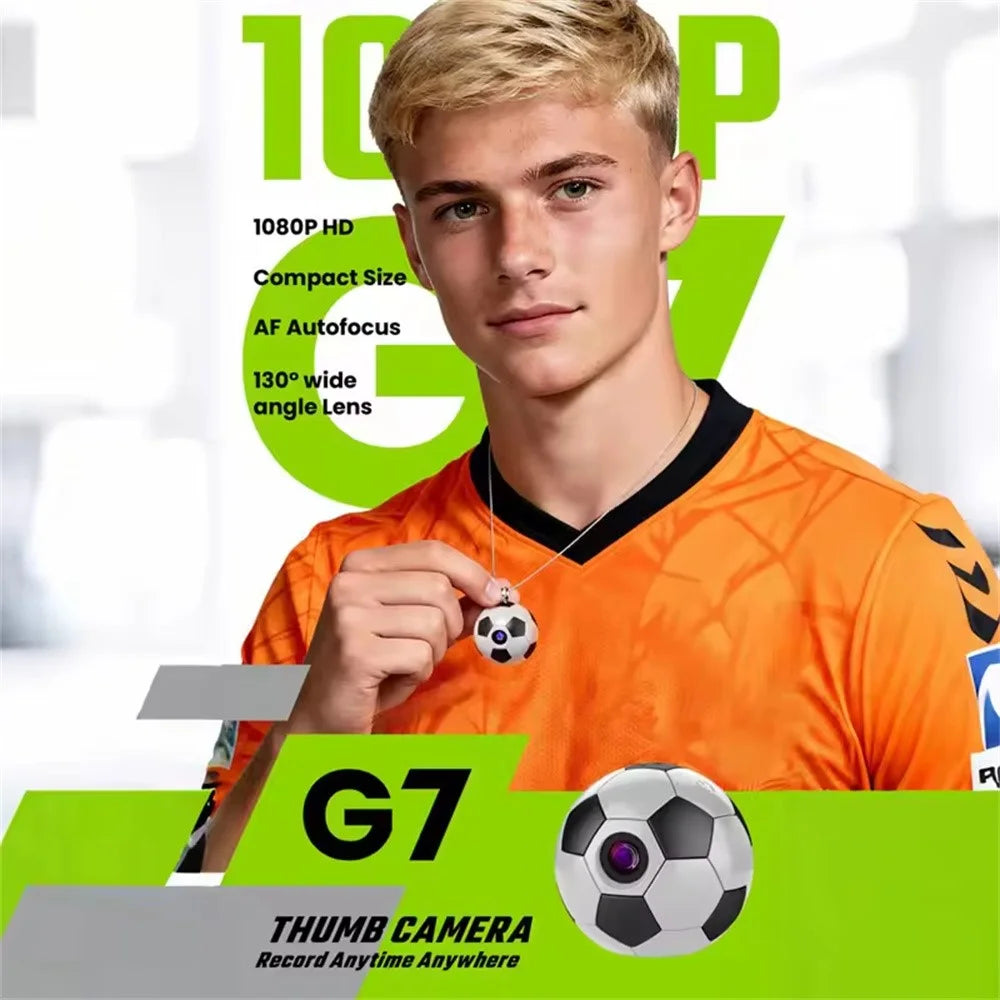 G7 Thumb Camera Mini Soccer Style 1080P HD 130° Wide Angle Wearable Sports Camera - White - 4