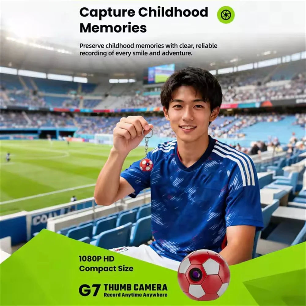 G7 Thumb Camera Mini Soccer Style 1080P HD 130° Wide Angle Wearable Sports Camera - White - 5