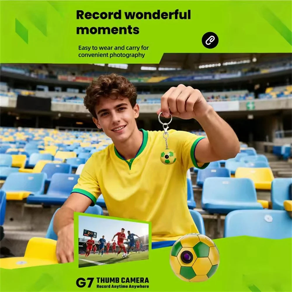 G7 Thumb Camera Mini Soccer Style 1080P HD 130° Wide Angle Wearable Sports Camera - White - 6