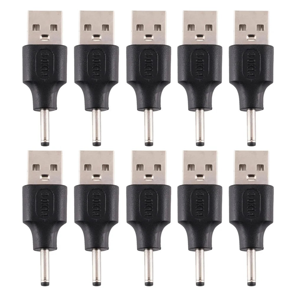 10Pcs DC Power Plug 3.0 x 1.1mm Male To USB 2.0 Male Adapter - 1