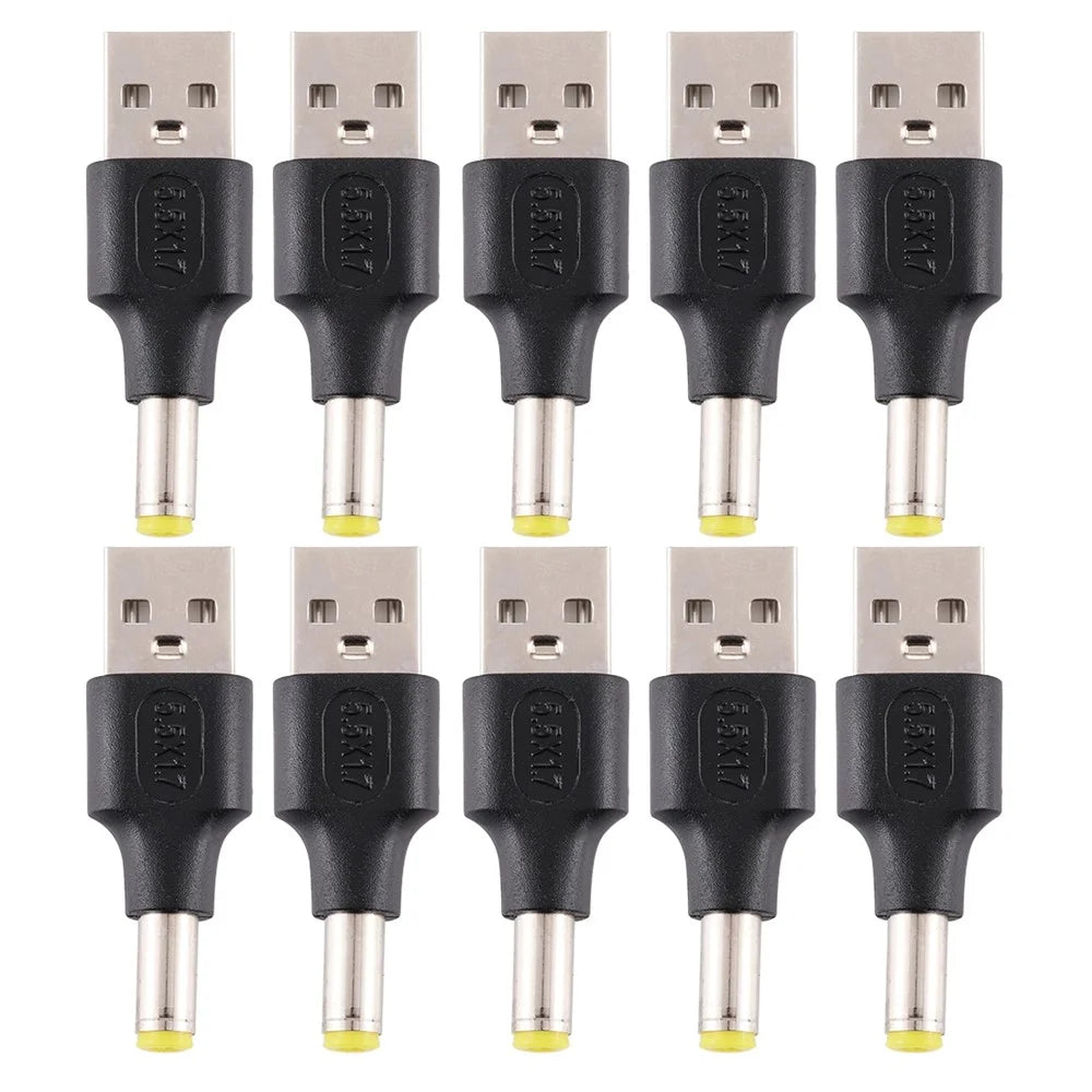 10Pcs DC Power Plug 5.5 x 1.7mm Male To USB 2.0 Male Adapter - 1