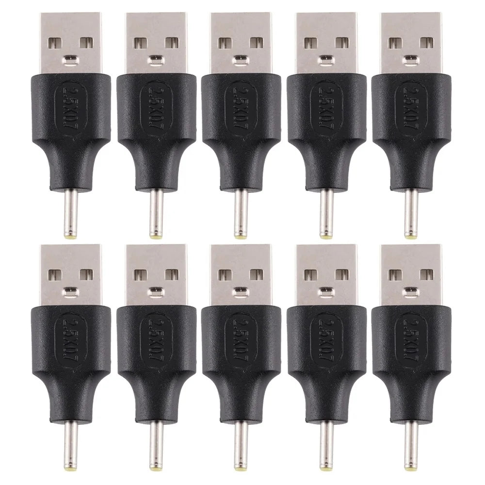 10Pcs DC Power Plug 2.5 x 0.7mm Male To USB 2.0 Male Adapter - 1