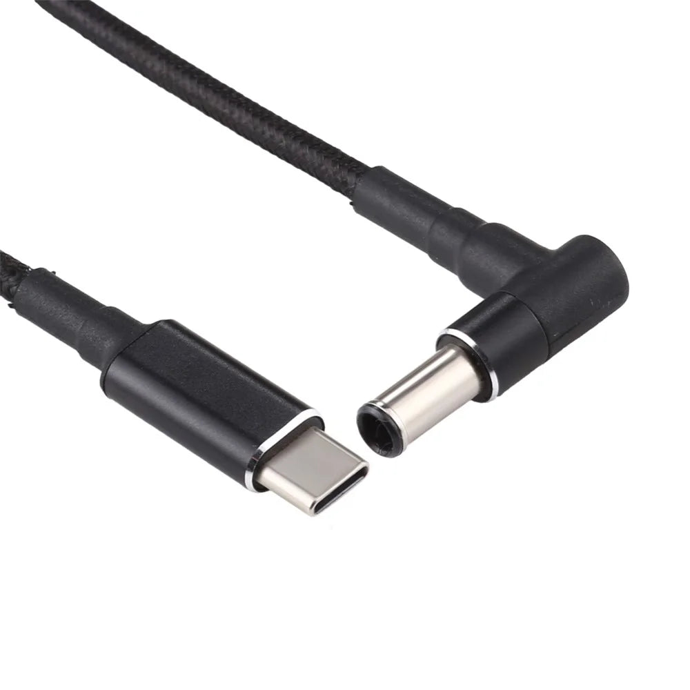 PD 100W 6.0 x 1.4mm Elbow Shape to Type-C Nylon Braided Power Charger Cable - 1