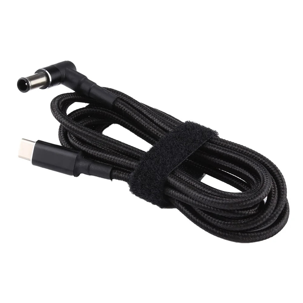 PD 100W 6.0 x 1.4mm Elbow Shape to Type-C Nylon Braided Power Charger Cable - 2