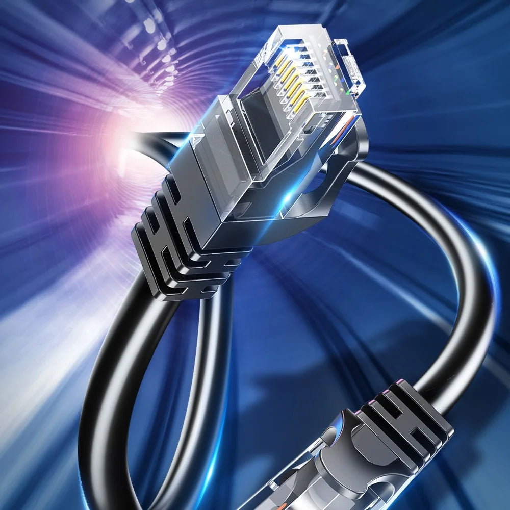 ESSAGER 2m Ethernet Cable Cat 6 Lan Cable RJ45 Network Patch Cord for PC Computer Router - Round Wire - 2