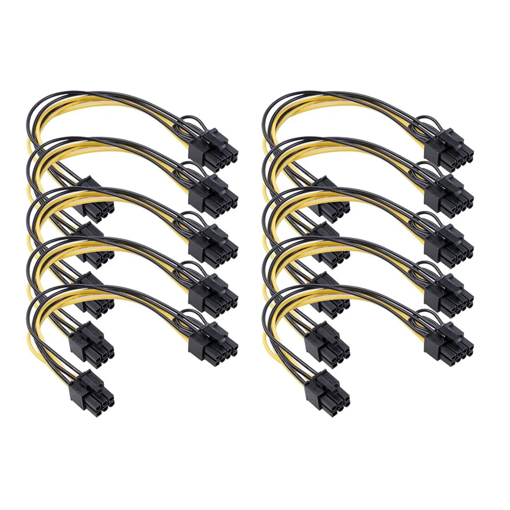 6Pin Female to 8Pin (6pin+2pin) Female Adapter Cable 20cm  PCI-Express GPU Video Graphics Card Power Supply Converter Cord - 7