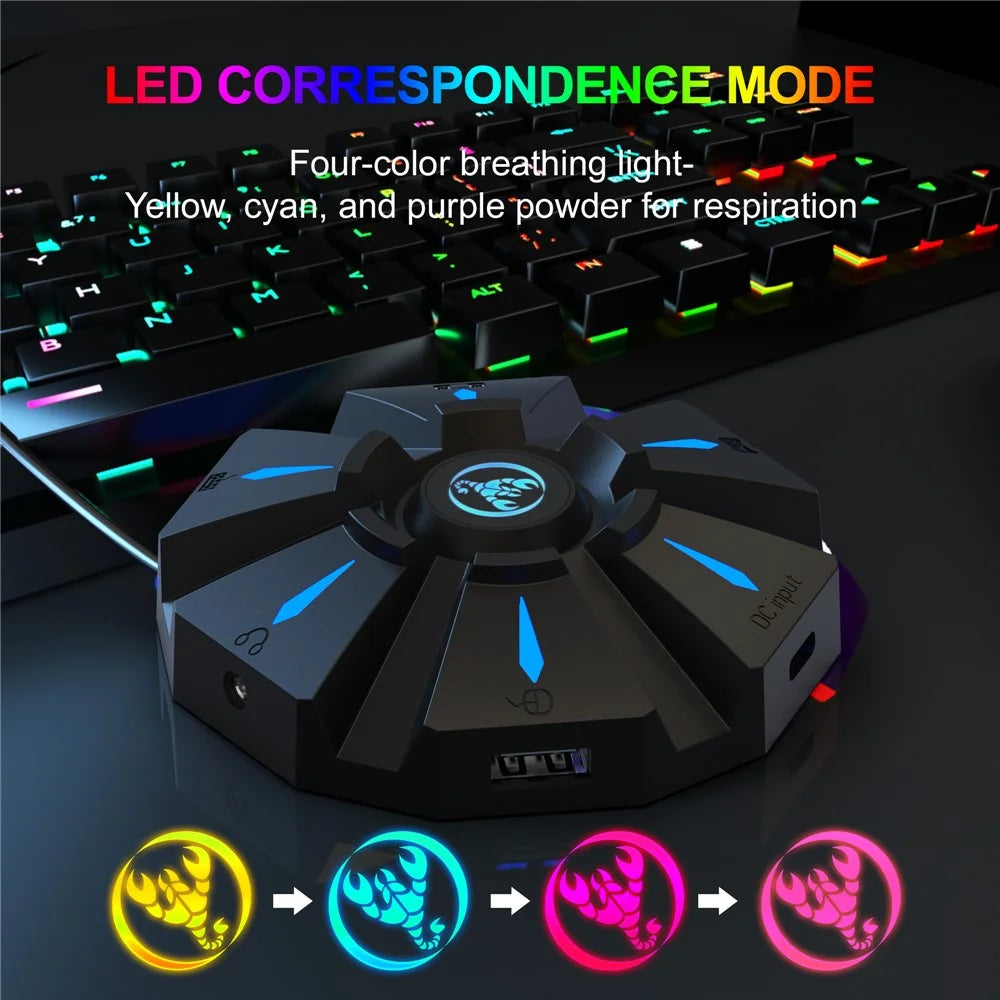 HXSJ P9 Controller Gaming Keyboard Mouse Converter Adapter with LED Light for PS4/PS3/Xbox One - 4