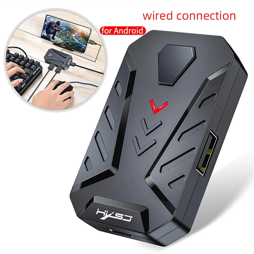 HXSJ P8 Wired Keyboard Mouse Converter Portable Mobile Gaming Keyboard and Mouse Adapter with 3 USB Ports for Android Phones - 3