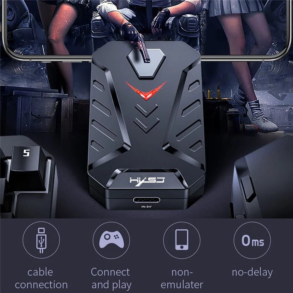 HXSJ P8 Wired Keyboard Mouse Converter Portable Mobile Gaming Keyboard and Mouse Adapter with 3 USB Ports for Android Phones - 7