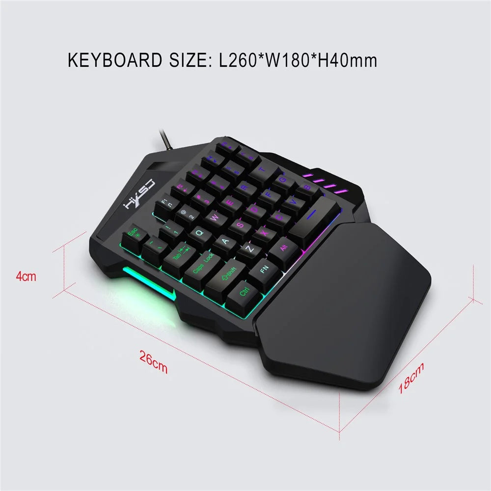 HXSJ A883 Wired RGB Gaming Mouse + V100 35 Keys Single-hand Gaming Keyboard + P8 Portable Keyboard Mouse Converter for Android - 4