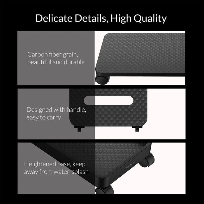ORICO CPB1 Computer Host Support Carbon Fiber Grain Bracket with Wheels and Brake Lock - 3
