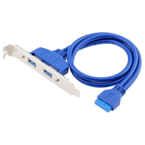 2 Port USB3.0 Hub 20Pin Header to Female F/2AF PCI Adapter Rear Panel Cable Extension PC Motherboard Parts (0.5m) - Blue - 1