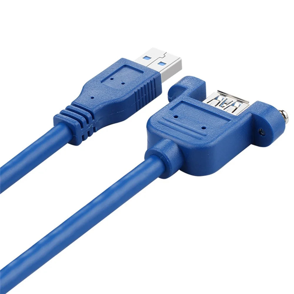 1m Panel Mount USB 3.0 Male to Female Extension Cable Shielded with Double Screws - 1
