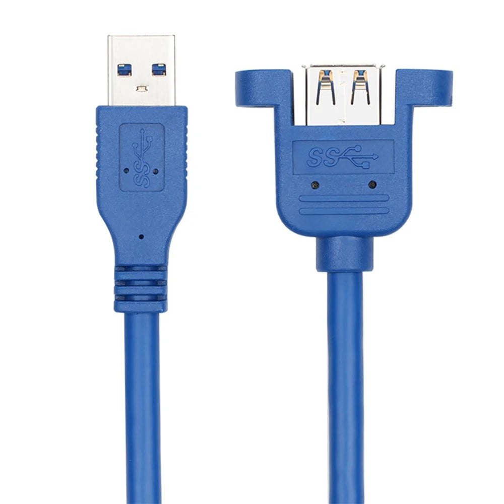 1m Panel Mount USB 3.0 Male to Female Extension Cable Shielded with Double Screws - 2