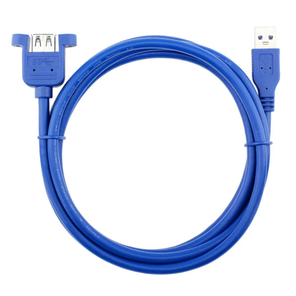 1m Panel Mount USB 3.0 Male to Female Extension Cable Shielded with Double Screws - 3