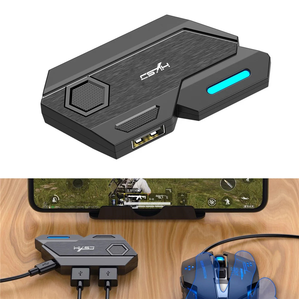HXSJ Portable Mobile Phone Game Wired Keyboard Mouse Converter Bluetooth-compatible Adapter - 1