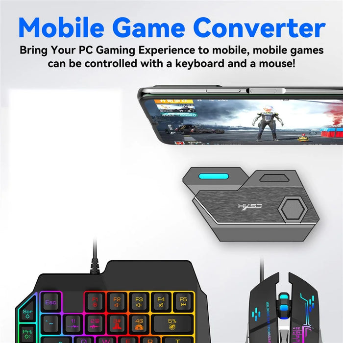 HXSJ Portable Mobile Phone Game Wired Keyboard Mouse Converter Bluetooth-compatible Adapter - 3