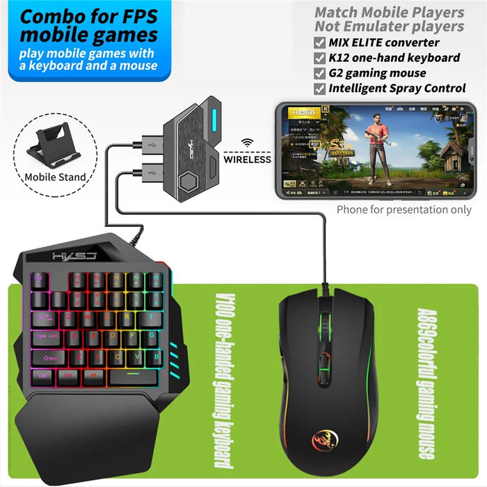 HXSJ Portable Mobile Phone Game Wired Keyboard Mouse Converter Bluetooth-compatible Adapter - 7