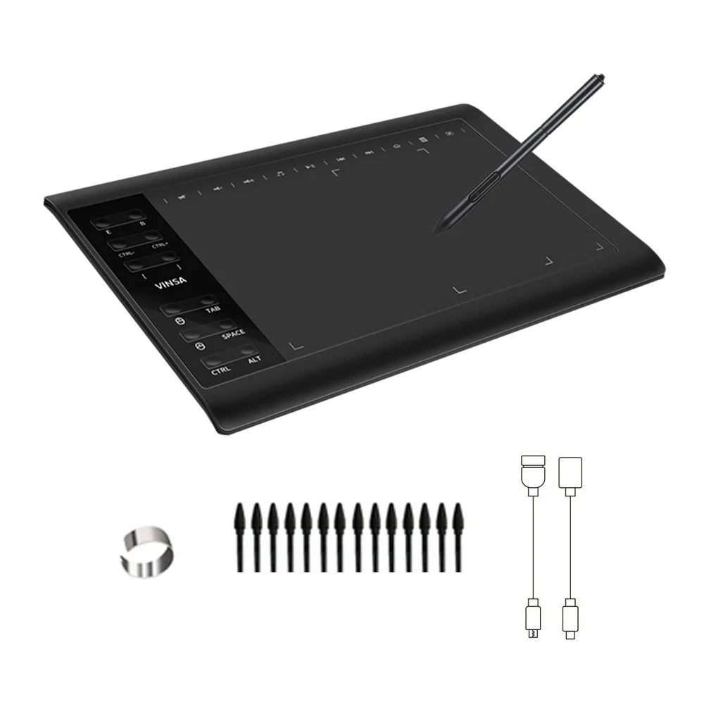 VINSA Digital Tablet Electronic Drawing Plate Hand Drawing Board with Charging Free Pressure Sensitive Pen for Mobile Phone Computer Laptop - 1